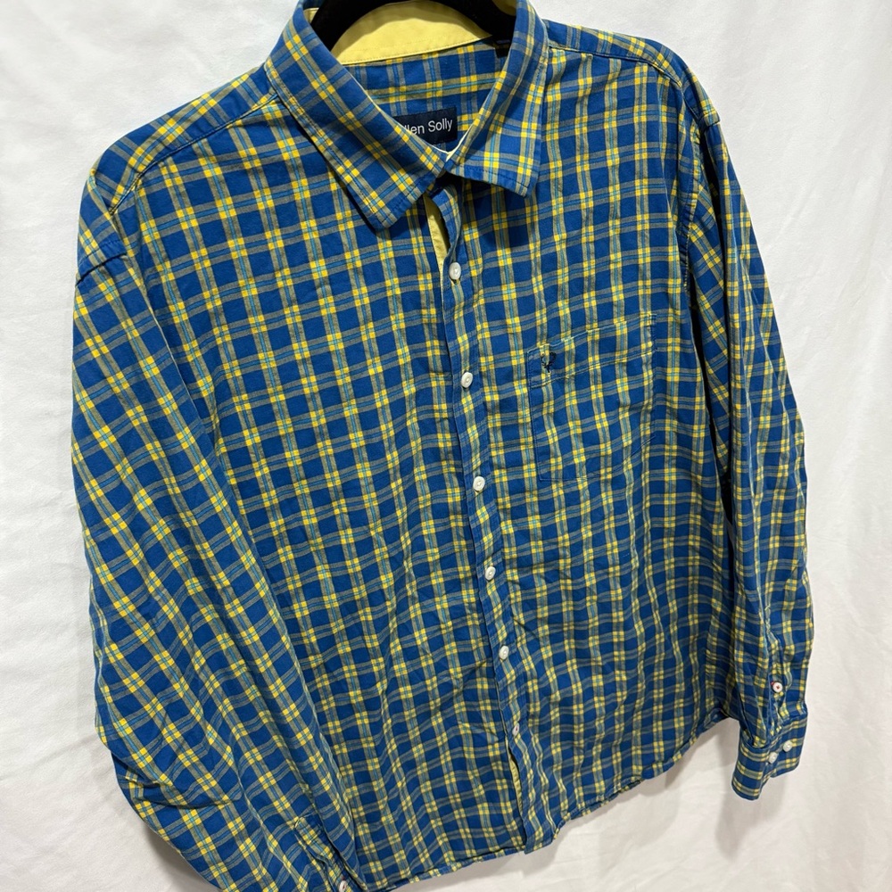 Allen Solly Sport Fit Blue Yellow Plaid Button Up Shirt XL (44)‎ Office Corp - Picture 3 of 15